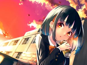 Preview wallpaper girl, glance, jar, anime, art