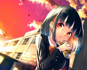 Preview wallpaper girl, glance, jar, anime, art