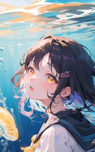 Preview wallpaper girl, glance, jellyfish, anime