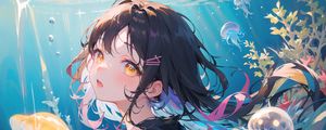 Preview wallpaper girl, glance, jellyfish, anime