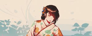 Preview wallpaper girl, glance, kimono, anime, art, japan