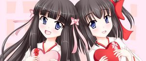 Preview wallpaper girl, glance, kimono, heart, anime