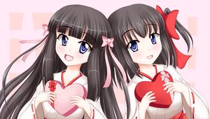 Preview wallpaper girl, glance, kimono, heart, anime