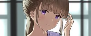 Preview wallpaper girl, glance, kimono, flowers, anime