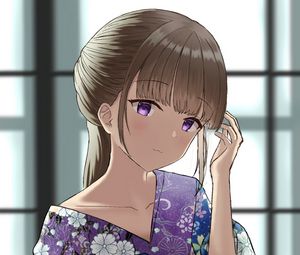 Preview wallpaper girl, glance, kimono, flowers, anime