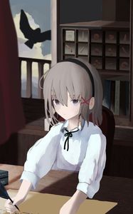 Preview wallpaper girl, glance, letter, anime