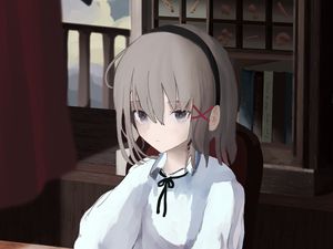Preview wallpaper girl, glance, letter, anime