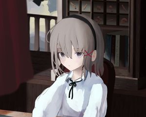 Preview wallpaper girl, glance, letter, anime