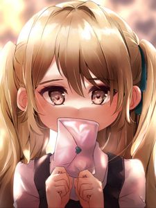 Preview wallpaper girl, glance, letter, anime, art
