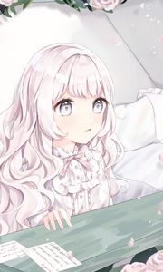 Preview wallpaper girl, glance, letter, anime, art, white