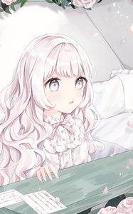 Preview wallpaper girl, glance, letter, anime, art, white
