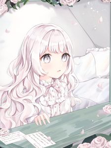 Preview wallpaper girl, glance, letter, anime, art, white