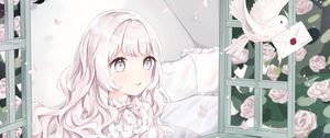 Preview wallpaper girl, glance, letter, anime, art, white