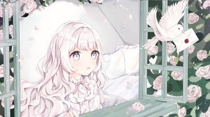 Preview wallpaper girl, glance, letter, anime, art, white