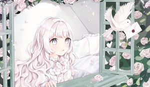 Preview wallpaper girl, glance, letter, anime, art, white