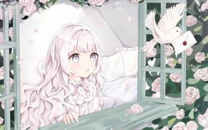 Preview wallpaper girl, glance, letter, anime, art, white