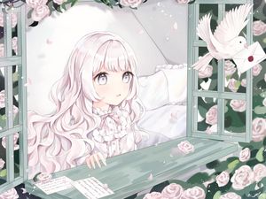 Preview wallpaper girl, glance, letter, anime, art, white