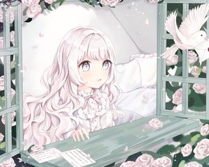 Preview wallpaper girl, glance, letter, anime, art, white