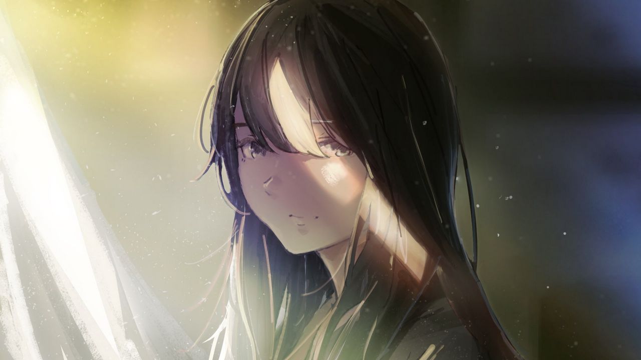 Wallpaper girl, glance, light, anime, art