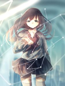 Preview wallpaper girl, glance, lines, anime, art, cartoon