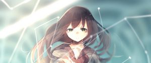 Preview wallpaper girl, glance, lines, anime, art, cartoon