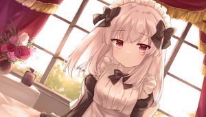 Preview wallpaper girl, glance, maid, anime, art, cartoon