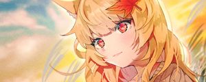 Preview wallpaper girl, glance, maple leaf, anime