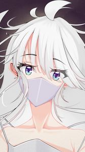 Preview wallpaper girl, glance, mask, anime, white