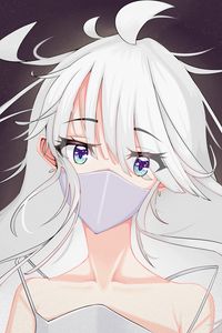 Preview wallpaper girl, glance, mask, anime, white