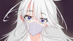 Preview wallpaper girl, glance, mask, anime, white