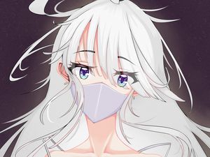Preview wallpaper girl, glance, mask, anime, white