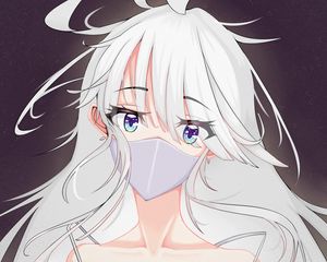 Preview wallpaper girl, glance, mask, anime, white