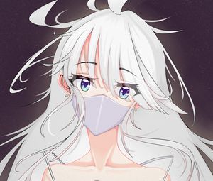 Preview wallpaper girl, glance, mask, anime, white