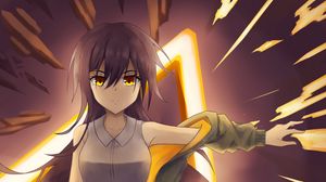 Preview wallpaper girl, glance, neon, light, anime