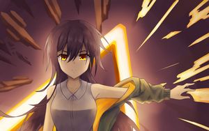 Preview wallpaper girl, glance, neon, light, anime