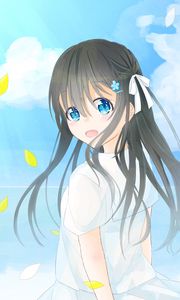 Preview wallpaper girl, glance, petals, anime