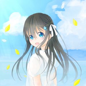 Preview wallpaper girl, glance, petals, anime