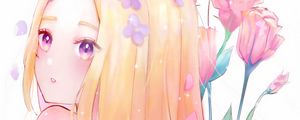 Preview wallpaper girl, glance, petals, anime, art