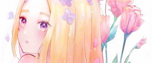 Preview wallpaper girl, glance, petals, anime, art