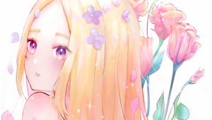 Preview wallpaper girl, glance, petals, anime, art