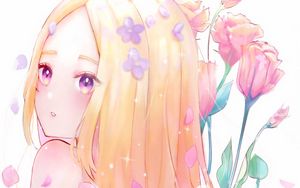 Preview wallpaper girl, glance, petals, anime, art