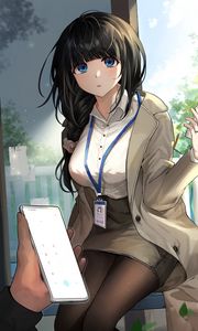 Preview wallpaper girl, glance, phone, anime, art