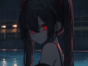 Preview wallpaper girl, glance, pool, art, anime, dark