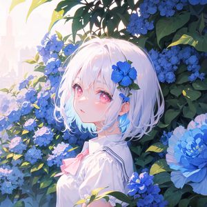 Preview wallpaper girl, glance, portrait, flowers, anime