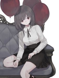 Preview wallpaper girl, glance, pose, chair, balls, anime