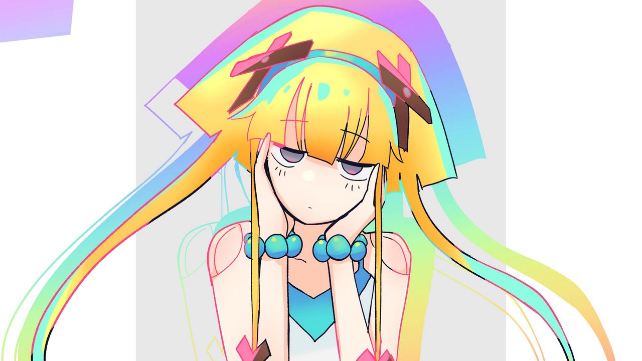 Wallpaper girl, glance, pose, colorful, anime, art