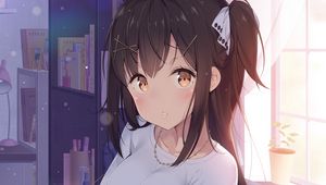 Preview wallpaper girl, glance, pose, anime, art, cute