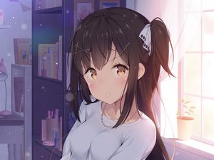 Preview wallpaper girl, glance, pose, anime, art, cute