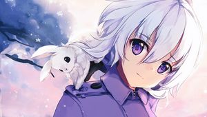 Preview wallpaper girl, glance, rabbit, anime, art