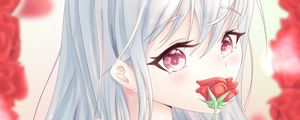 Preview wallpaper girl, glance, roses, flowers, anime
